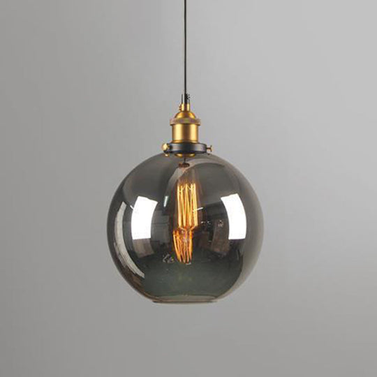 Nordic Industrial Mirrored Glass Pendant Ceiling Light With 1 Hanging Smoke Gray / Globe