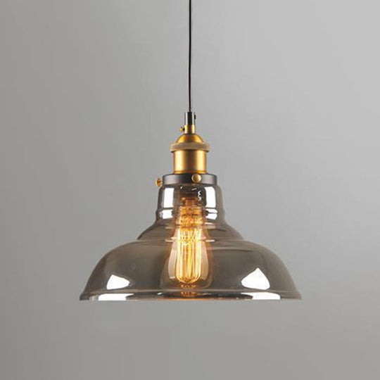 Nordic Industrial Mirrored Glass Pendant Ceiling Light With 1 Hanging Smoke Gray / Barn