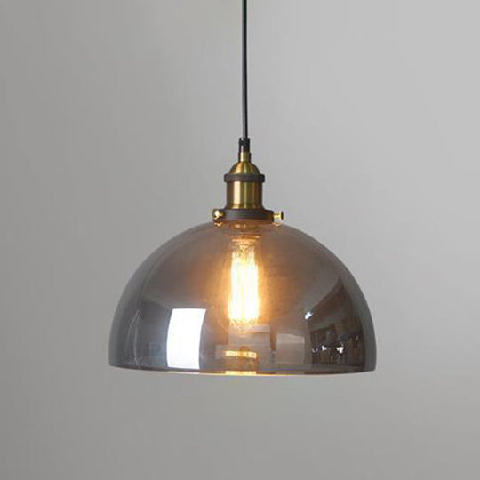 Nordic Industrial Mirrored Glass Pendant Ceiling Light With 1 Hanging Smoke Gray / Semicircle