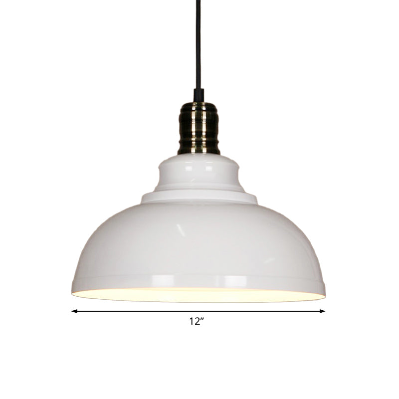 Industrial Style Metallic Pendant Ceiling Light - 12/14/16 Dia 1 Bowl Shade Black/White Inner