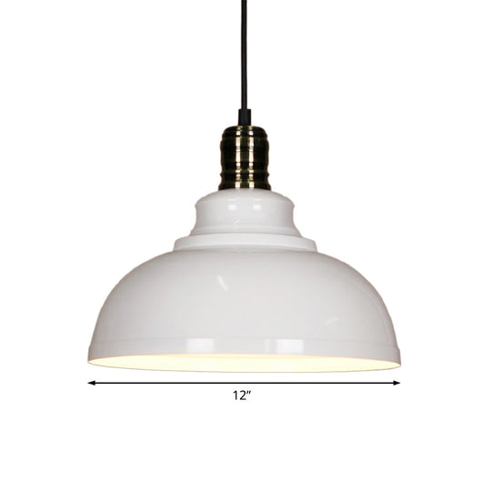 Industrial Style Metallic Pendant Ceiling Light - 12/14/16 Dia 1 Bowl Shade Black/White Inner