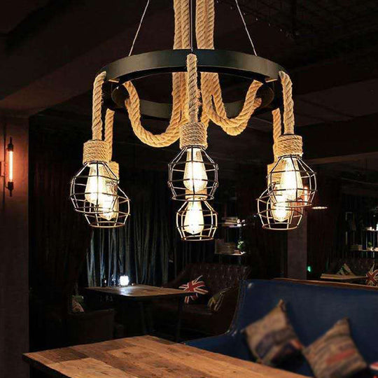 Industrial Metal Pendant Lights With Cage Design - Perfect For Restaurant Décor