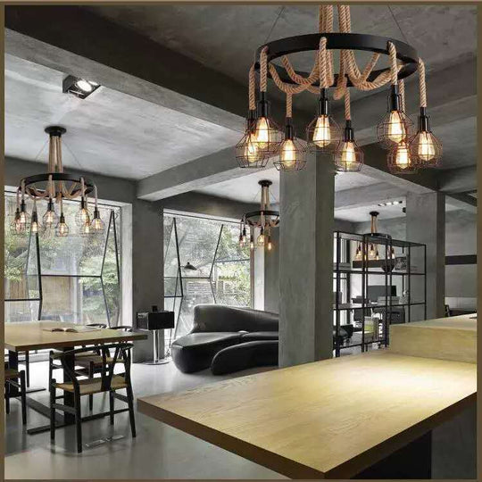 Industrial Metal Pendant Lights With Cage Design - Perfect For Restaurant Décor