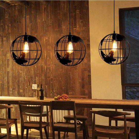 Retro Industrial Metal Globe Pendant Light Fixture - Perfect For Bars