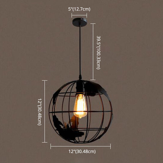 Retro Industrial Metal Globe Pendant Light Fixture - Perfect For Bars