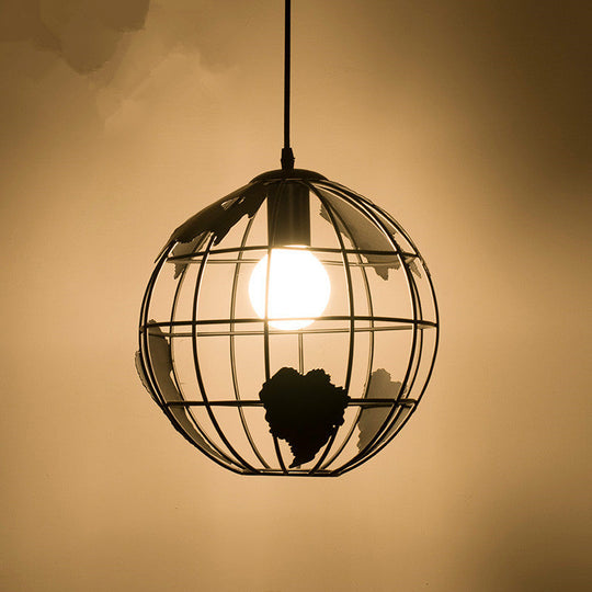 Retro Industrial Metal Globe Pendant Light Fixture - Perfect For Bars