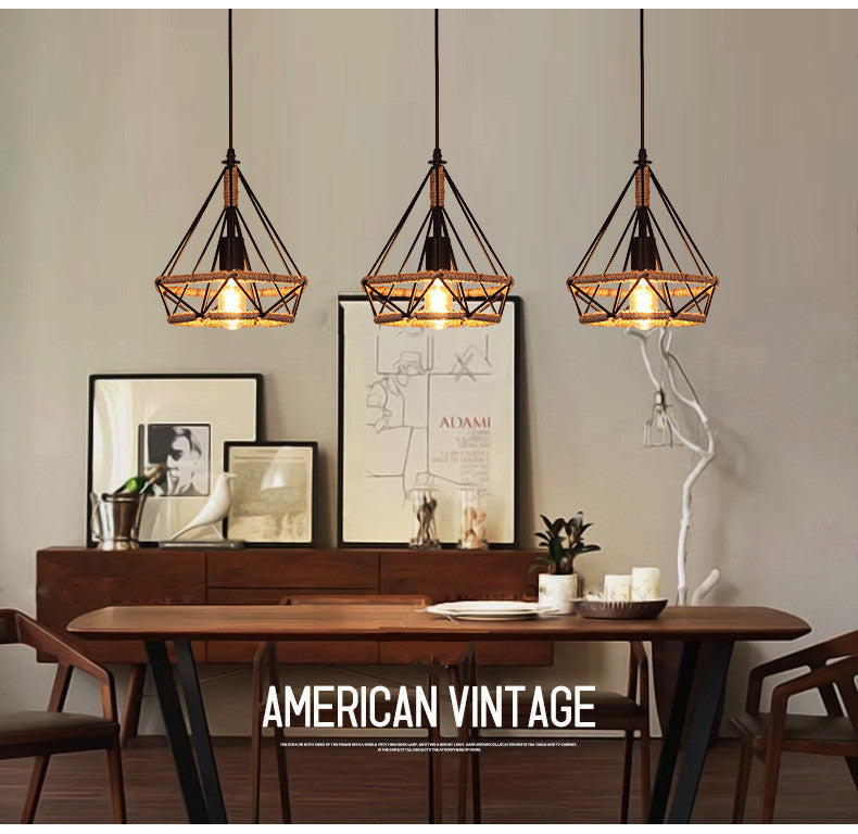 Diamond Cage Hanging Pendant Light: Creative Industrial Metal Fixture For Restaurants - 1 Light