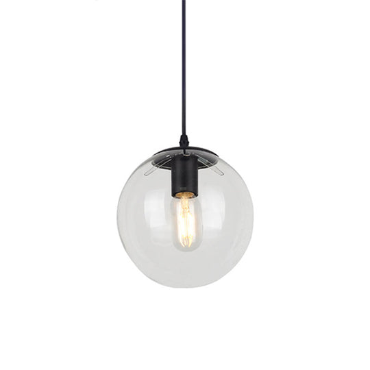 Nordic Industrial Glass Pendant Light - 1-Light Globe Style For Restaurants Clear / 10