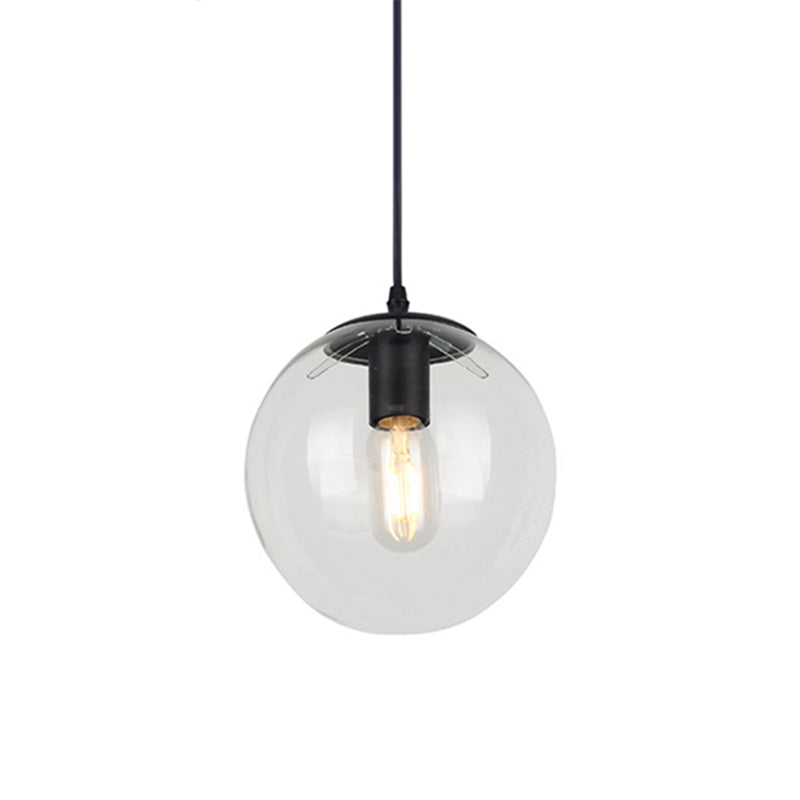 Nordic Industrial Glass Pendant Light - 1-Light Globe Style For Restaurants Clear / 12