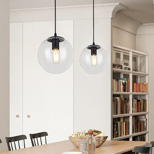 Nordic Industrial Glass Pendant Light - 1-Light Globe Style For Restaurants