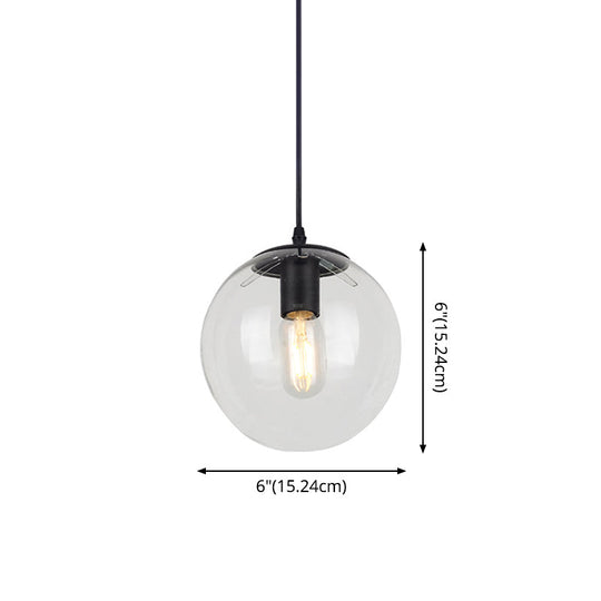 Nordic Industrial Glass Pendant Light - 1-Light Globe Style For Restaurants