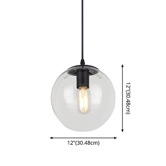 Nordic Industrial Glass Pendant Light - 1-Light Globe Style For Restaurants