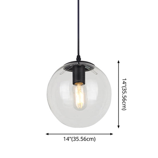 Nordic Industrial Glass Pendant Light - 1-Light Globe Style For Restaurants