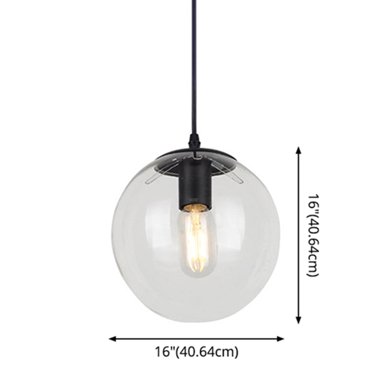 Nordic Industrial Glass Pendant Light - 1-Light Globe Style For Restaurants