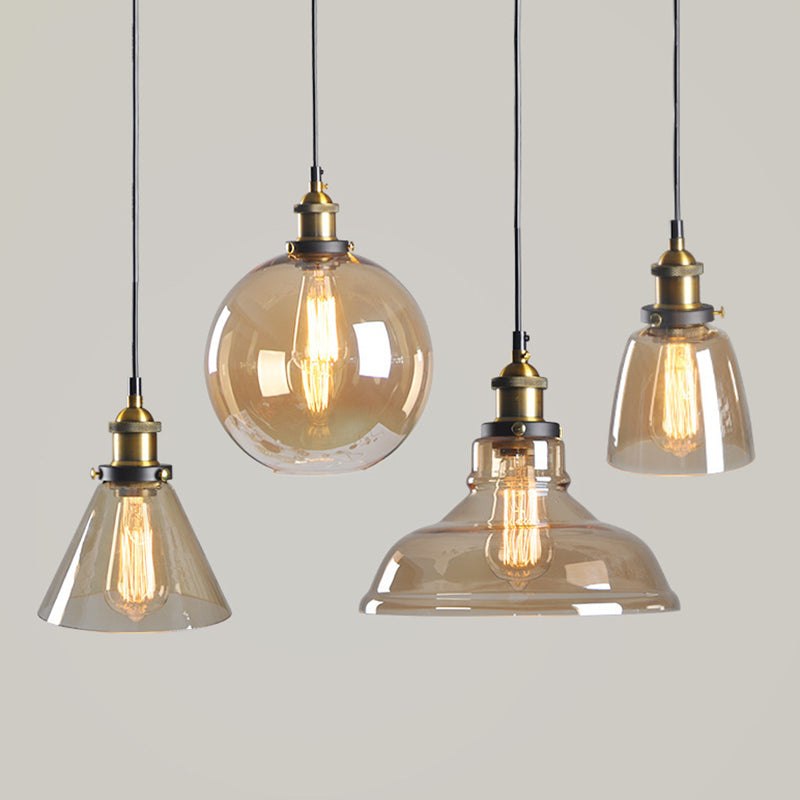 Retro Industrial Glass Pendant Lights For Bars - 1-Light Hanging Fixtures