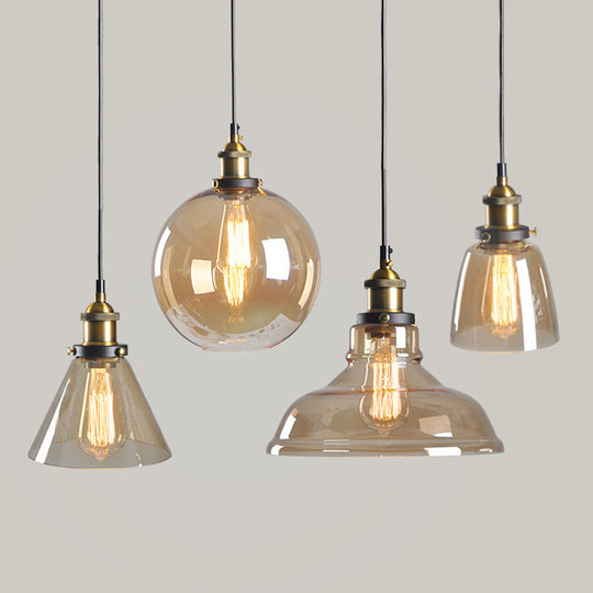 Retro Industrial Glass Pendant Lights For Bars - 1-Light Hanging Fixtures