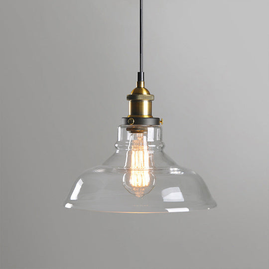 Retro Industrial Glass Pendant Lights For Bars - 1-Light Hanging Fixtures Clear / 11