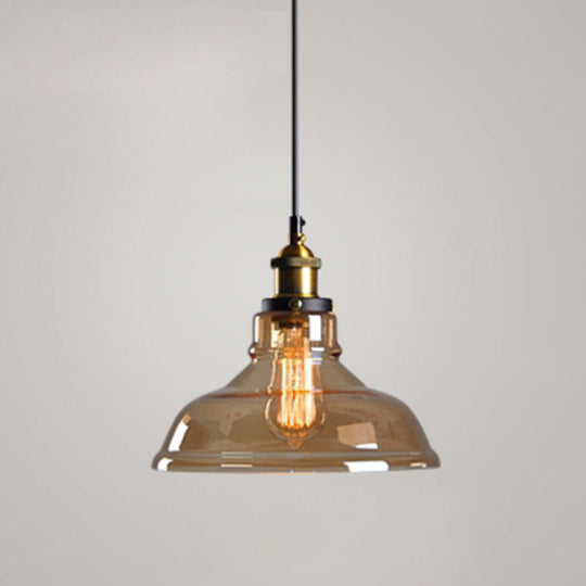 Retro Industrial Glass Pendant Lights For Bars - 1-Light Hanging Fixtures Cognac / 8.5