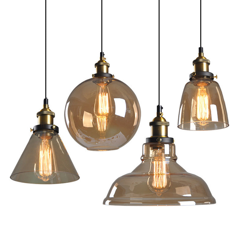 Retro Industrial Glass Pendant Lights For Bars - 1-Light Hanging Fixtures