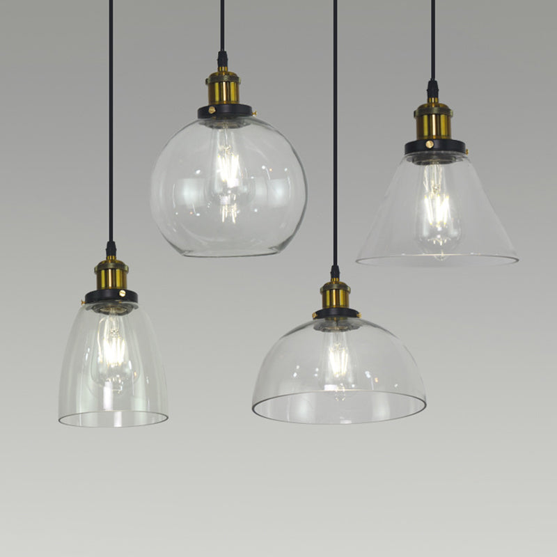 Retro Industrial Style Glass Ceiling Fixture - 1 Light For Restaurants