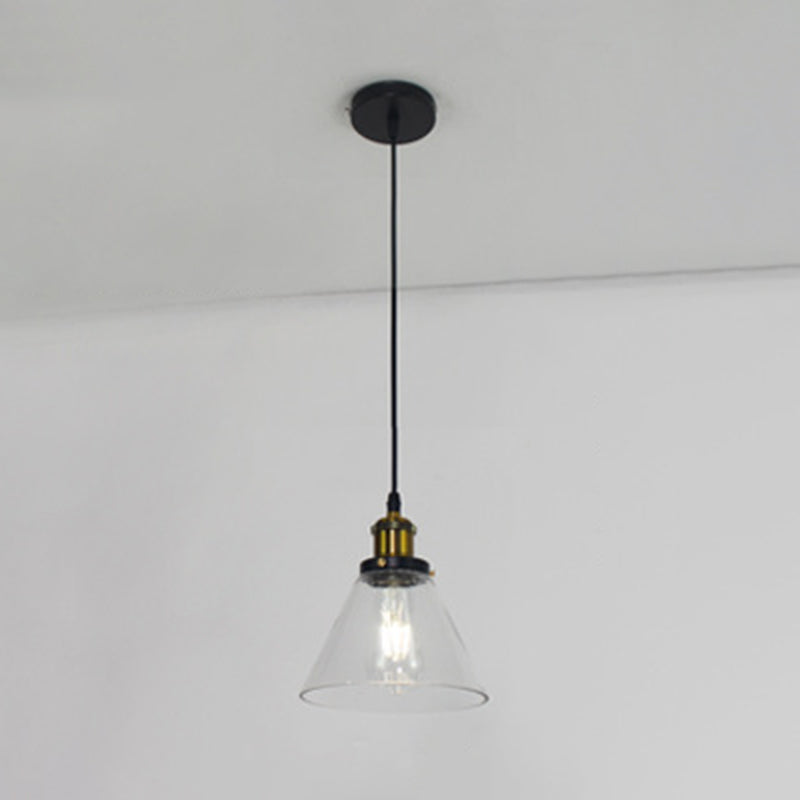 Retro Industrial Style Glass Ceiling Fixture - 1 Light For Restaurants