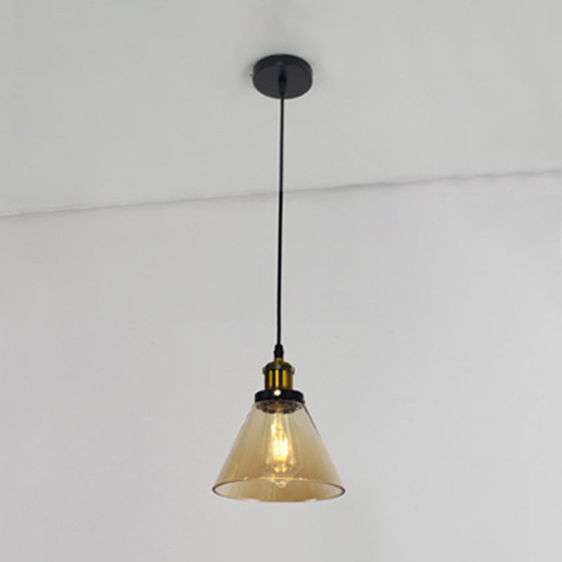 Retro Industrial Style Glass Ceiling Fixture - 1 Light For Restaurants