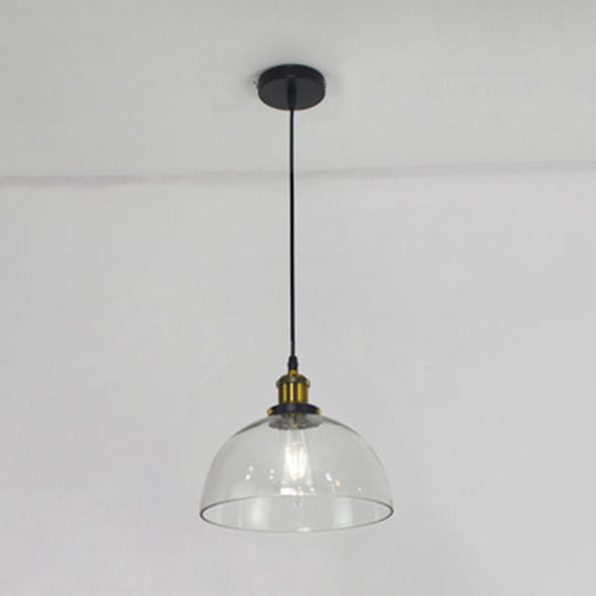 Retro Industrial Style Glass Ceiling Fixture - 1 Light For Restaurants