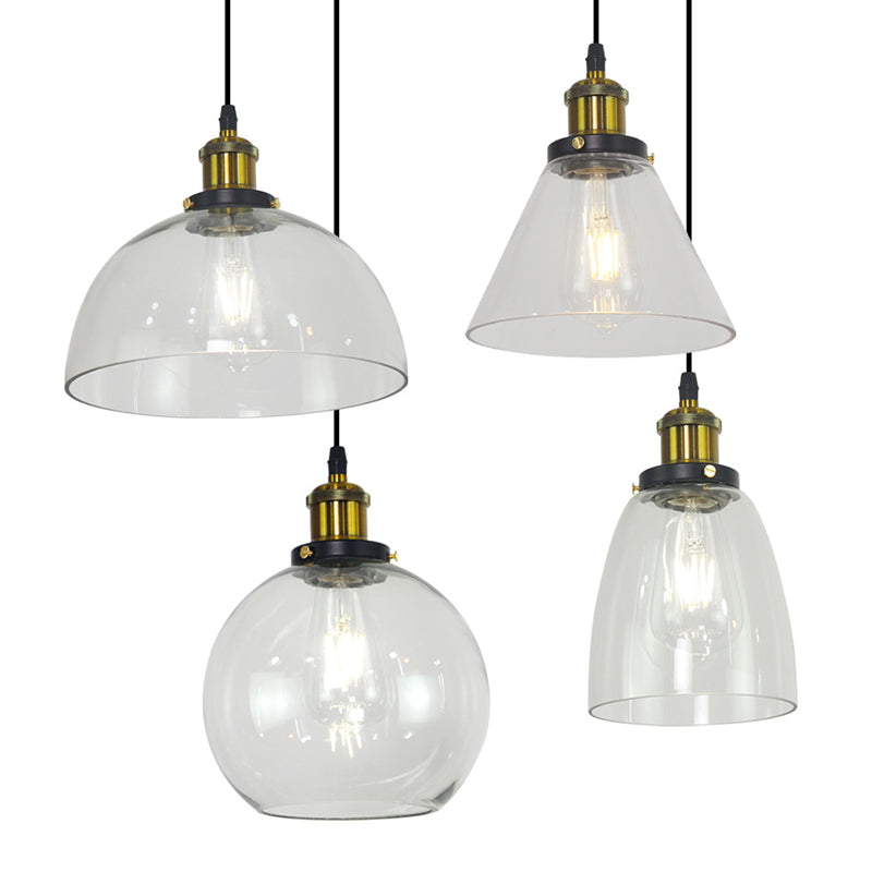 Retro Industrial Style Glass Ceiling Fixture - 1 Light For Restaurants