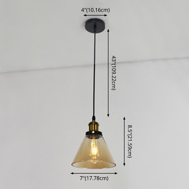 Retro Industrial Style Glass Ceiling Fixture - 1 Light For Restaurants