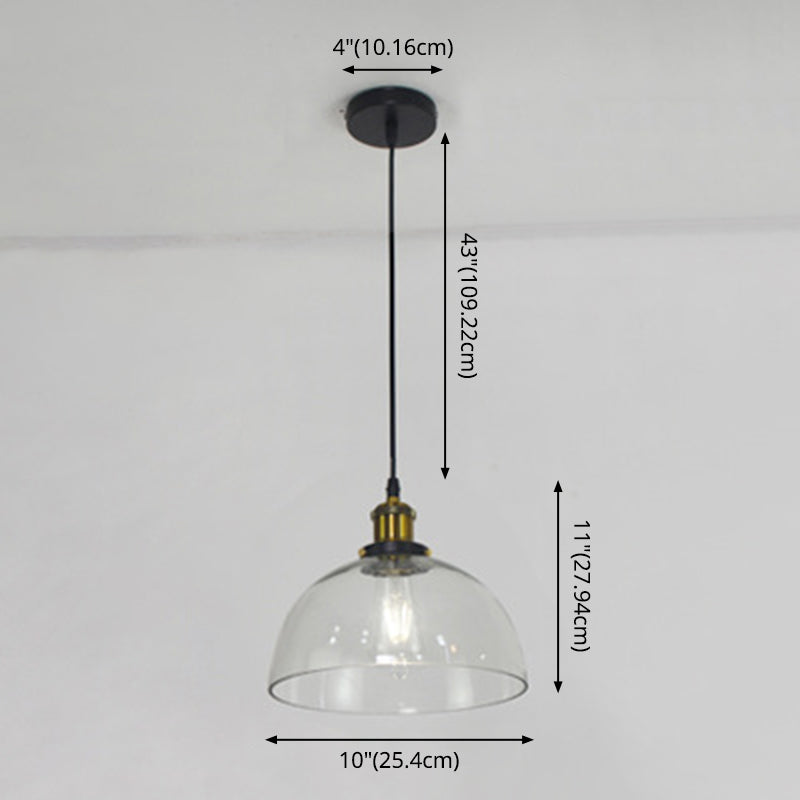 Retro Industrial Style Glass Ceiling Fixture - 1 Light For Restaurants