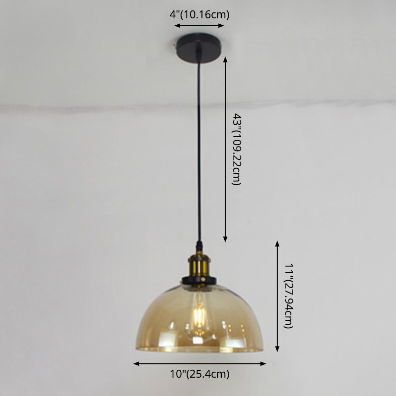 Retro Industrial Style Glass Ceiling Fixture - 1 Light For Restaurants