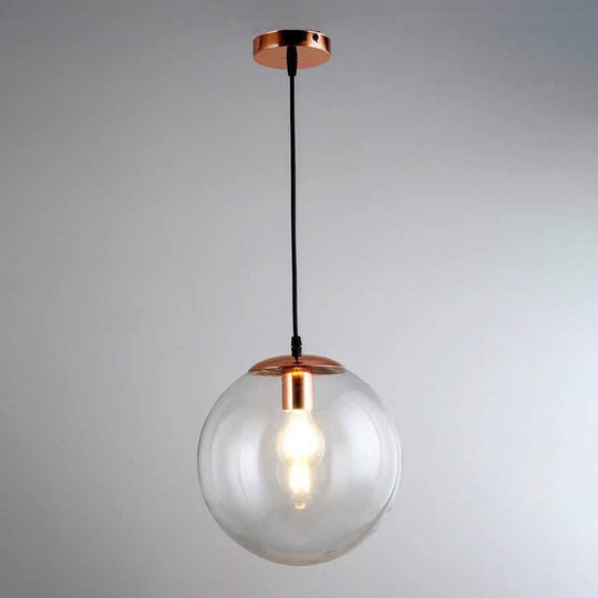 Round Industrial Style Glass Hanging Ceiling Light For Restaurants - 1 Fixture Rose Gold / 6