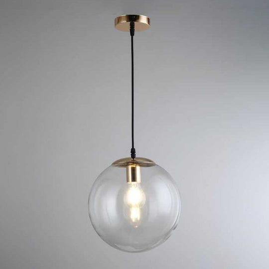 Round Industrial Style Glass Hanging Ceiling Light For Restaurants - 1 Fixture Gold / 6