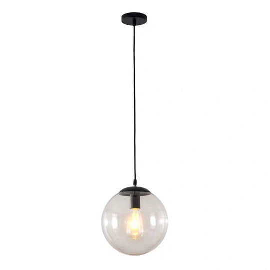 Round Industrial Style Glass Hanging Ceiling Light For Restaurants - 1 Fixture Black / 6