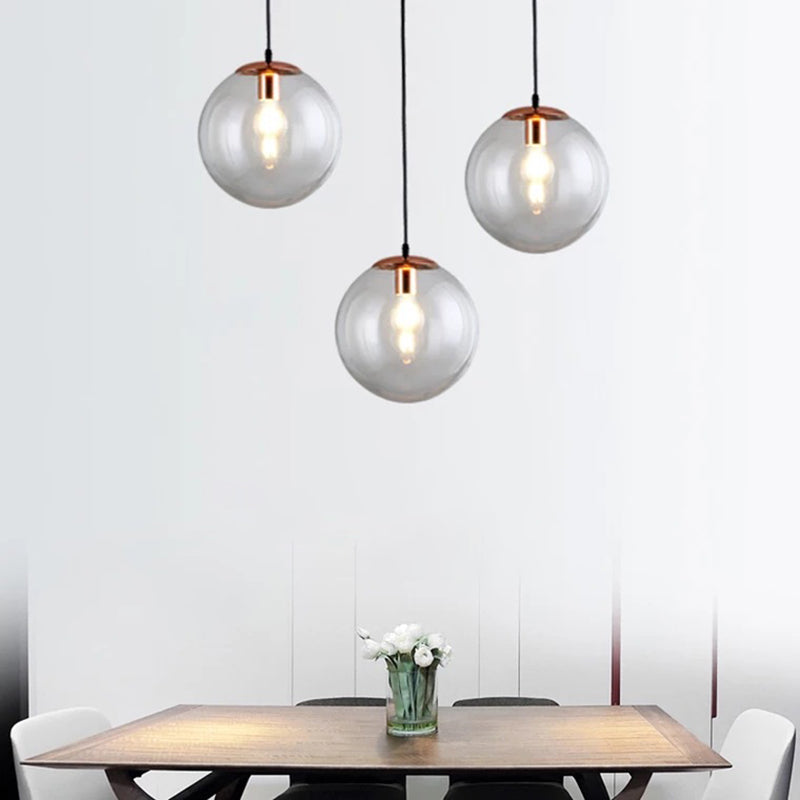 Round Industrial Style Glass Hanging Ceiling Light For Restaurants - 1 Fixture