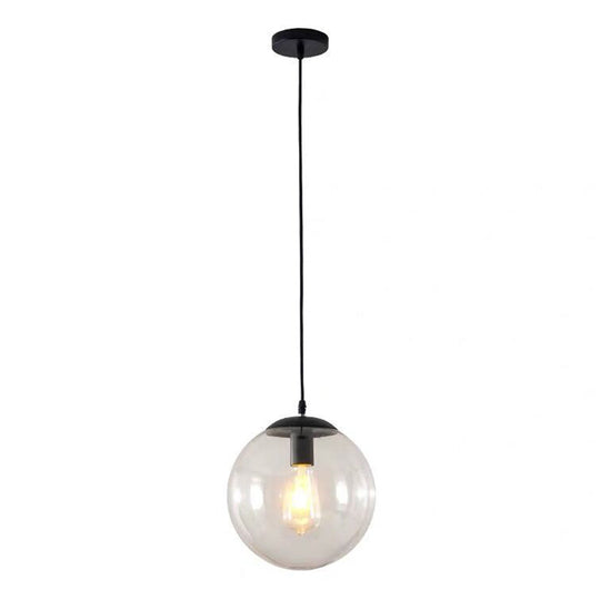 Round Industrial Style Glass Hanging Ceiling Light For Restaurants - 1 Fixture