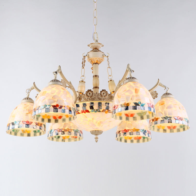 Shell White Chandelier: Mediterranean Suspension Lighting For Living Room 9 / Down