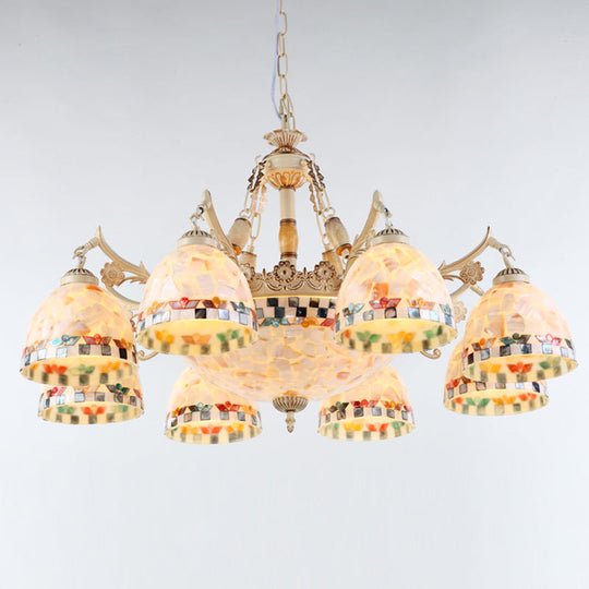 Shell White Chandelier: Mediterranean Suspension Lighting For Living Room 11 / Down