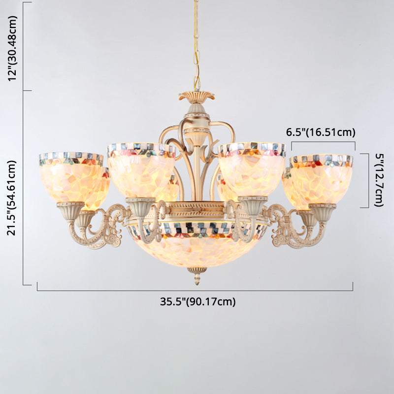 Shell White Chandelier: Mediterranean Suspension Lighting For Living Room