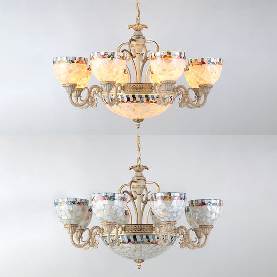 Shell White Chandelier: Mediterranean Suspension Lighting For Living Room