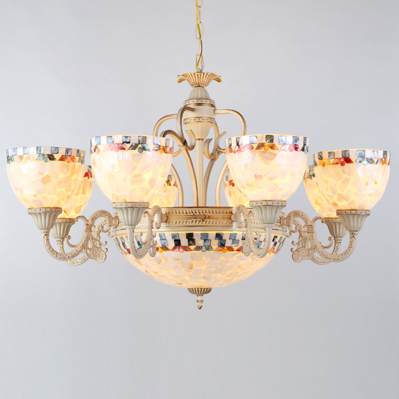 Shell White Chandelier: Mediterranean Suspension Lighting For Living Room 11 / Up