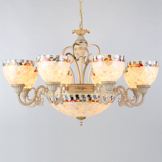 Shell White Chandelier: Mediterranean Suspension Lighting For Living Room 11 / Up