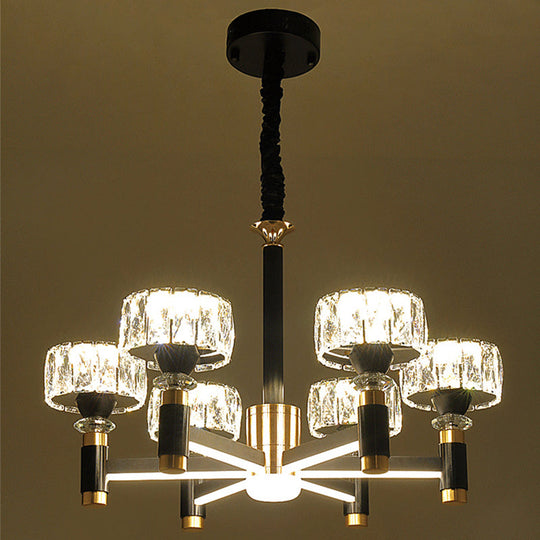 Modern Led Living Room Chandelier: Round Simplicity In Black Metal