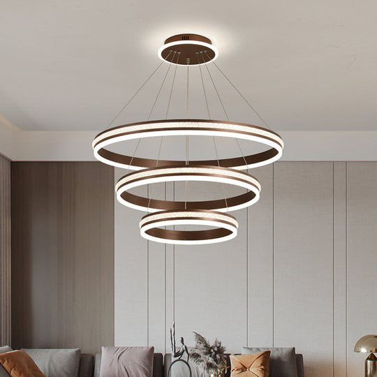 Modern Tiers Led Chandelier: Minimalist Acrylic Parlor Ring Suspension Light