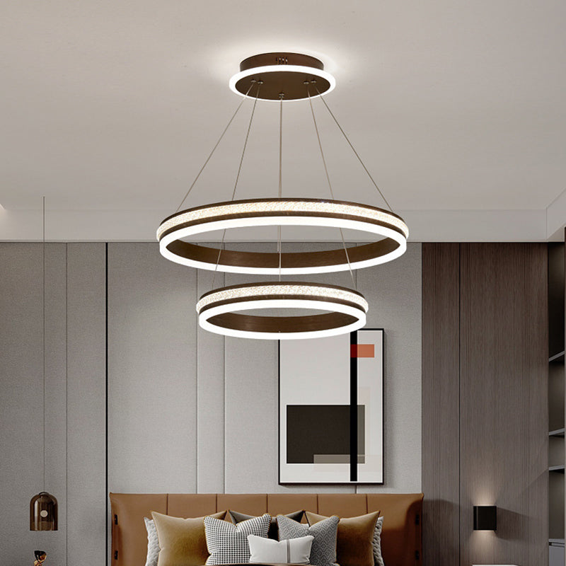 Modern Tiers Led Chandelier: Minimalist Acrylic Parlor Ring Suspension Light