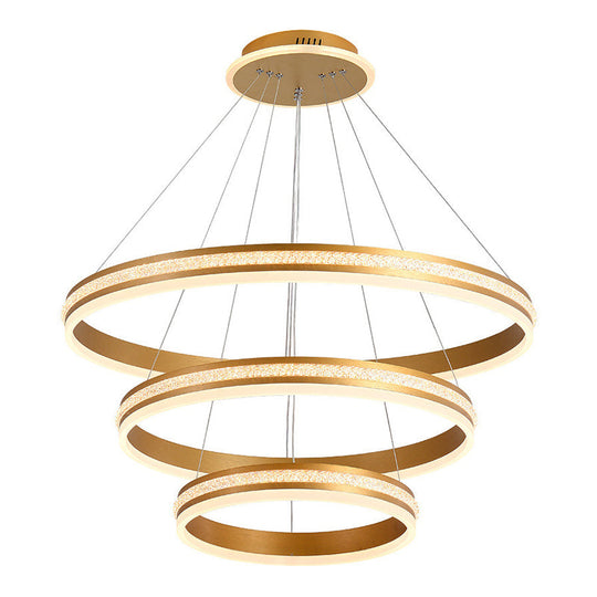 Modern Tiers Led Chandelier: Minimalist Acrylic Parlor Ring Suspension Light