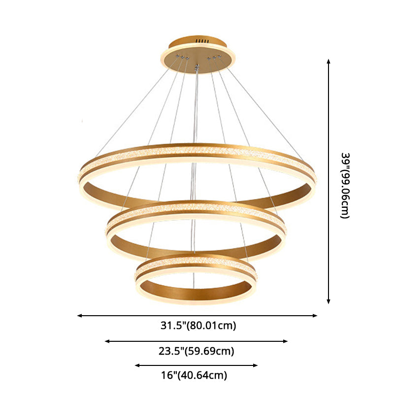 Modern Tiers Led Chandelier: Minimalist Acrylic Parlor Ring Suspension Light