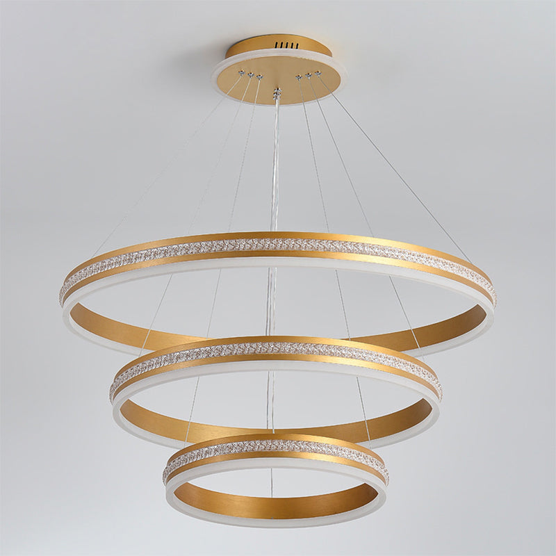 Modern Tiers Led Chandelier: Minimalist Acrylic Parlor Ring Suspension Light