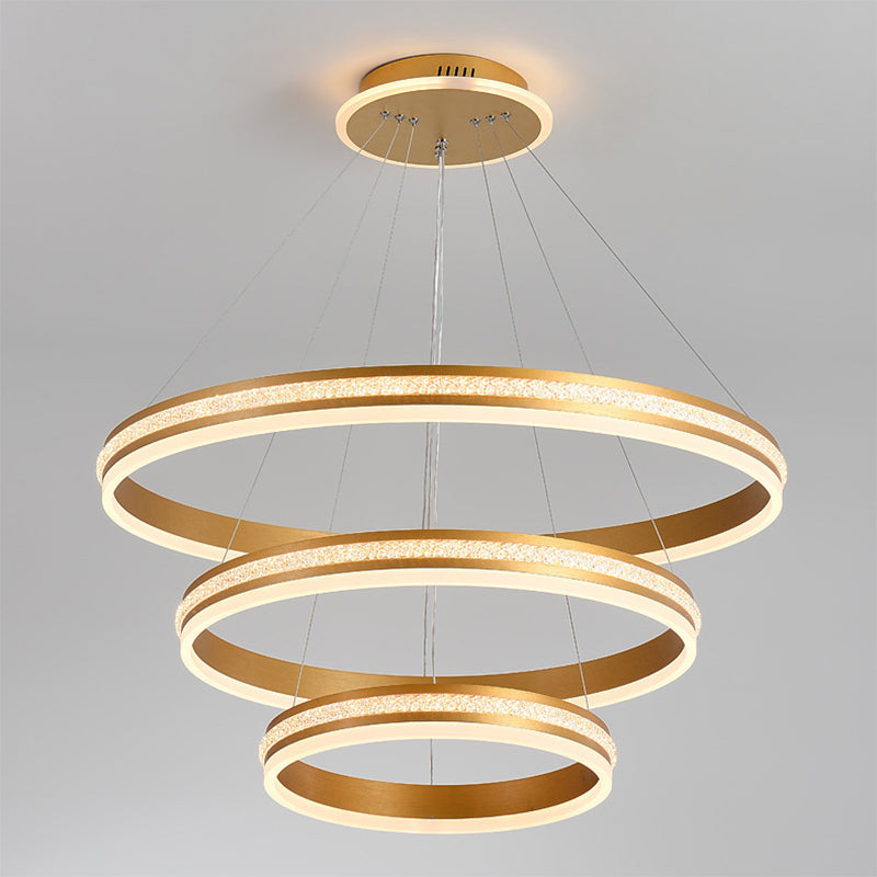 Modern Tiers Led Chandelier: Minimalist Acrylic Parlor Ring Suspension Light