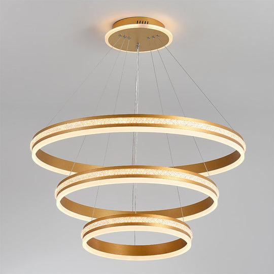 Modern Tiers Led Chandelier: Minimalist Acrylic Parlor Ring Suspension Light